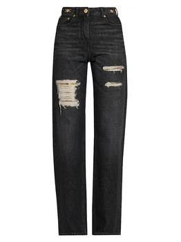 Versace | Distressed Mid-Rise Straight Jeans