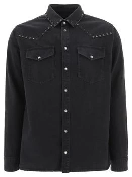 Valentino | Valentino Stud Embellished Long-Sleeved Denim Shirt