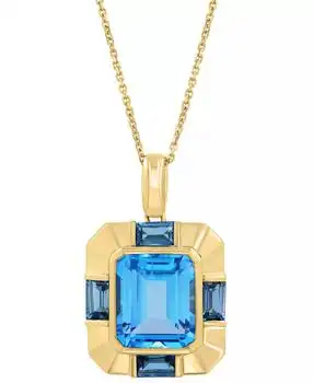 Effy | EFFY® Blue Topaz (7-5/8 ct. t.w.) & London Blue Topaz (1-3/8 ct. t.w.) 18" Pendant Necklace in 14k Gold-Plated Silver