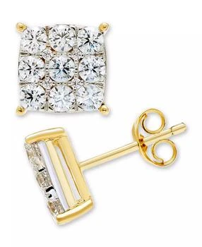 Macy
s | Diamond Cluster Earrings (1 ct. t.w.) in 14k Two-Tone Gold