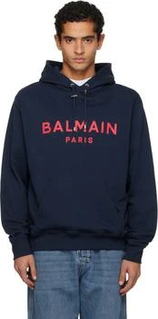 Balmain | Navy Printed 
Balmain
 Paris Hoodie