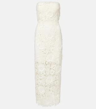 Bridal strapless lace midi dress