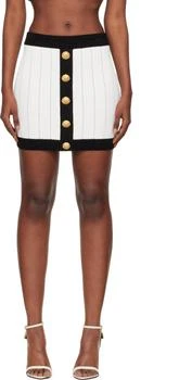 Balmain | White 
Black Pointelle Miniskirt
