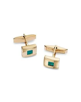 Men's Turquoise Cufflinks in 14K Yellow Gold