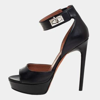 Givenchy | Givenchy Black Leather Shark Tooth Ankle Strap Open Toe Platform Sandals Size 39