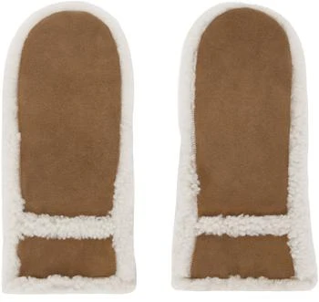 Tan Suede Shearling Mittens