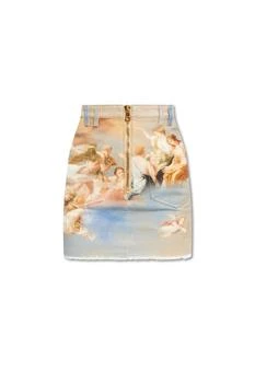 Balmain | Balmain Motif Printed Distressed Mini Skirt