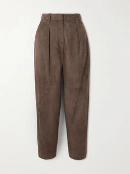 Brunello Cucinelli | Pleated Suede Tapered Pants  - IT40