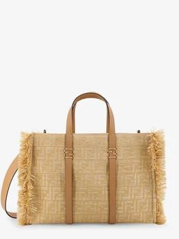 Fendi | Summer Tote rafia shoulder bag with all-over FF logo