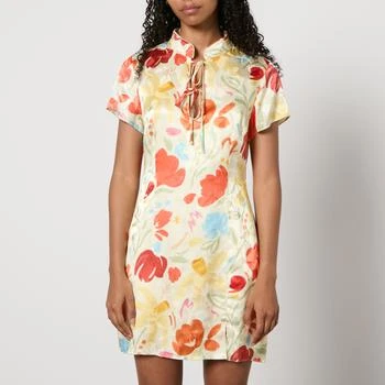 Gretchen Floral-Print Satin-Jacquard Mini Dress