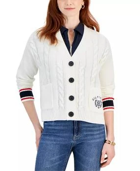 Women
s Cable-Knit Varsity Cardigan