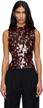 Dries Van Noten | Burgundy Sequinned Tank Top