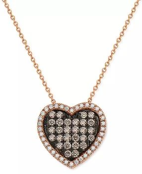 Le Vian | Chocolate Diamonds (1/2 ct. t.w.) 
Vanilla Diamonds (1/6 ct. t.w.) Heart 18" Pendant Necklace in 14k Rose Gold