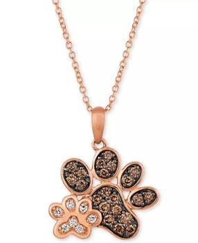 Le Vian | Nude™ 
Chocolate® Diamond Paw Prints 20" Pendant Necklace (3/8 ct. t.w.) in 14k Rose Gold