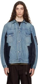 Sacai | Blue Nylon Twill & Denim Jacket
