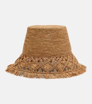 Zimmermann | Macramé raffia bucket hat