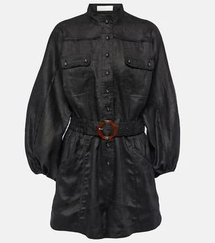 Zimmermann | Belted linen playsuit