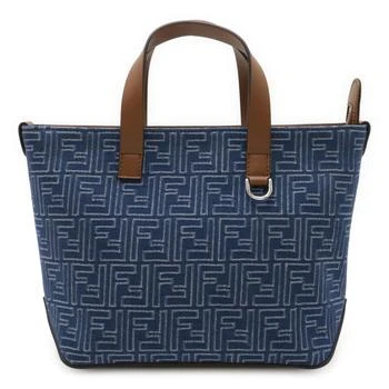 Fendi | blue Jacquard Leather Handbag Shopping Bag (Pre-Owned)