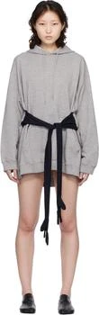 MM6 | Gray Hooded Glove Sweatshirt Minidress