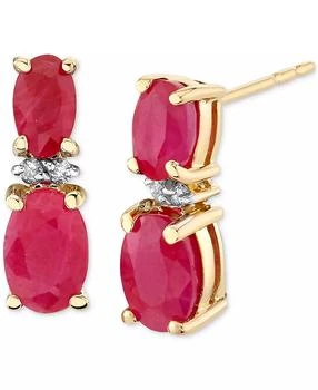 Macy's | Ruby (1-9/10 ct. t.w.) & Diamond Accent Butterfly Drop Earrings in 14k Yellow Gold