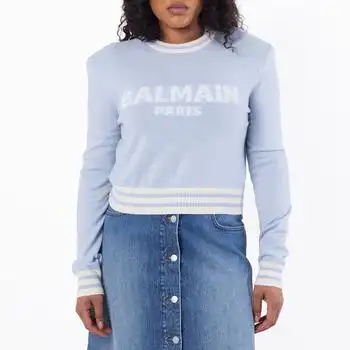 Balmain | Balmain Logo Embossed Cropped Sweater, Brand Size 40 (US Size 8)