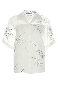 Prada | Prada Floral-Embroidered Drop Shoulder Sheer Shirt
