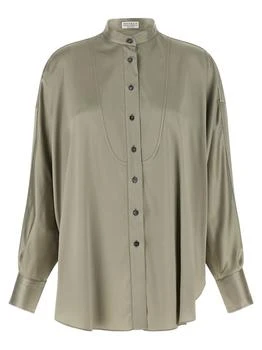 Brunello Cucinelli | Brunello Cucinelli Satin Mandarin-Collar Shirt