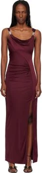 Versace | Burgundy Viscose-Jersey Draped Maxi Dress