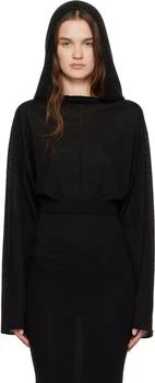 Rick Owens | Black Concordians Cropped Hooded Tunic Hoodie