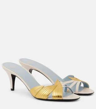 Valentino | Foliefoliage metallic leather mules