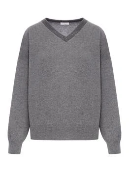 Brunello Cucinelli | Brunello Cucinelli V-Neck Embellished Jumper