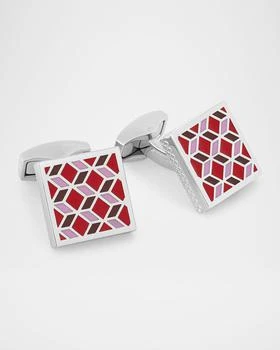 Tateossian Men
s Square 3D Cube Enamel Cufflinks