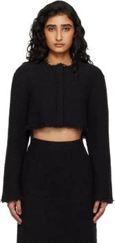 Jil Sander | Black Boucle Long Sleeves Cropped Jacket
