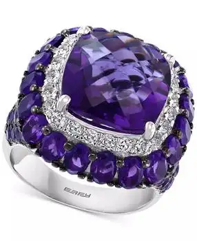 Effy | EFFY® Amethyst (12 ct. t.w.) & White Topaz (5/8 ct. t.w.) Statement Ring in Sterling Silver