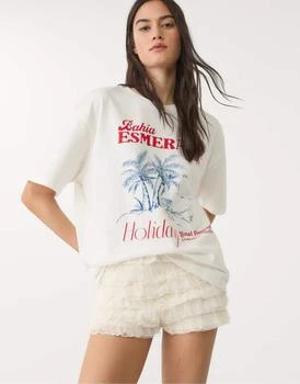 Stradivarius Ruffled lace shorts in ecru