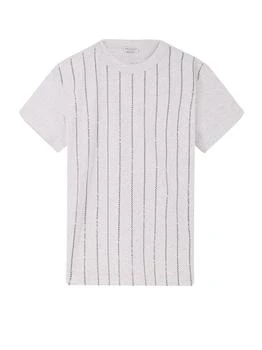 Brunello Cucinelli | Brunello Cucinelli Dazzling Chalk Stripe Embroidered T-Shirt
