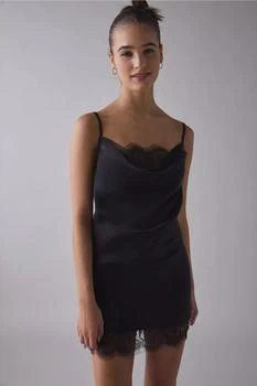 Out From Under Out From Under Goodnight Kiss Lace Trim Cowl Neck Satin Slip