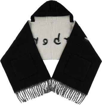 Burberry | Black Logo Alpaca Wool Blend Hooded Scarf
