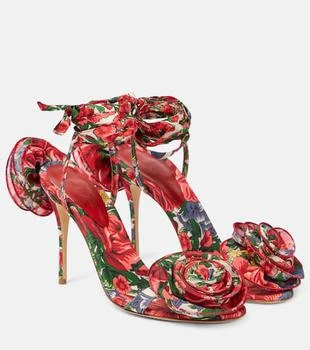 Magda Butrym | Floral-appliqué satin slingback sandals