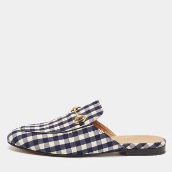 Gucci | Gucci Black/White Canvas and Leather Princetown Mules Sandals Size 38