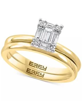 Effy | EFFY® Diamond Baguette Cluster Bridal Set (3/8 ct. t.w.) in 14k White Gold and 14k Gold & White Gold