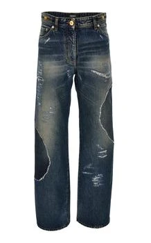 Versace | Versace Distressed Rigid Wide-Leg Straight-Leg Jeans - Moda Operandi