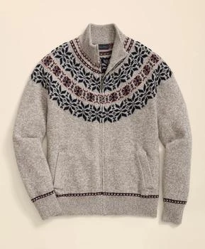 Brooks Brothers Merino Wool Fair Isle Zip Cardigan