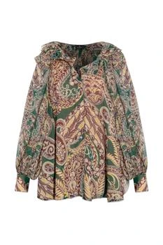 ETRO | Etro Paisley Printed Ruffled V-Neck Shirt