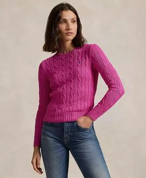 Women's Cable-Knit Cotton Crewneck Sweater