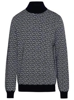 Balmain | Balmain Monogram-Intarsia Knitted Roll-Neck Jumper