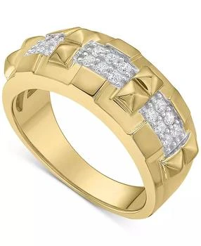 Macy's | Men's Diamond Triple Cluster Obelisk Texture Band (1/3 ct. t.w.) in 10k Gold