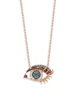 Effy | 14K Rose Gold White, Black
Blue Diamond
Ruby Eye Pendant Necklace