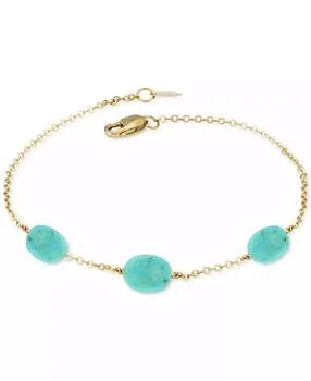 Macy's | Sleeping Beauty Turquoise Nugget Station Link Bracelet in 14k Gold