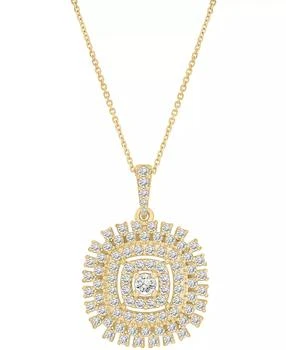 Macy's | Diamond Openwork Cluster 18" Pendant Necklace (1 ct. t.w.) in 10k Gold, Exclusively at Macy's